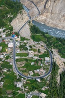 Beautiful aerial view of Ganish- one of Hunzas oldest settlements- and a recipient of UNESCOs Asia-P - Pakistan